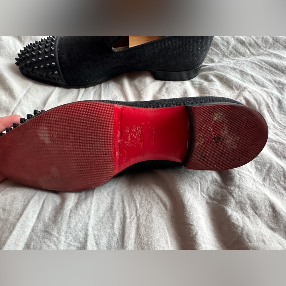 Christian Louboutin Dandelion Spikes Loafers Black Denim Studded Slip On EU 44 - Picture 6 of 10